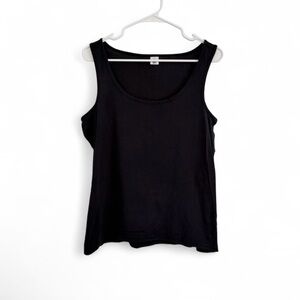 Peruvian Connection Tank Top Women L Pima Cotton Black Tee Shirt Coastal Resort